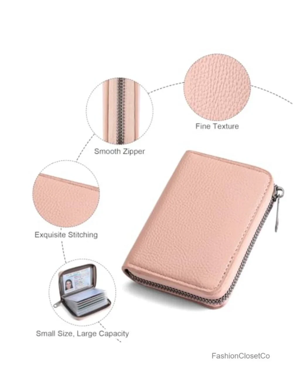Faux Leather Credit Card Holder Wallet with 22 Slots and Zipper Closure